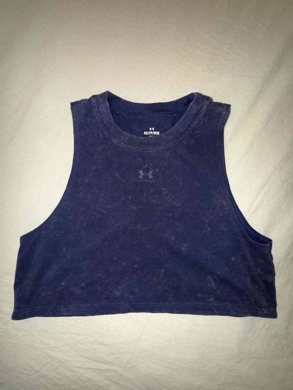 Under Armour Women's Navy Acid Wash Loose Fit Cropped Tank Top Size XS